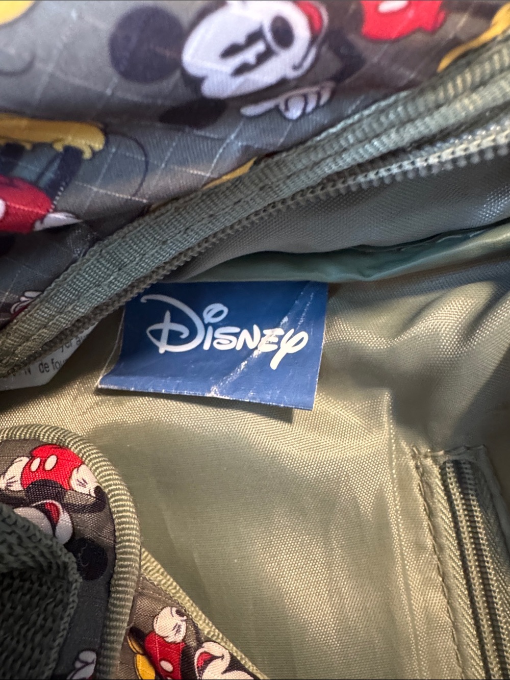 Mickey Mouse Print Shoulder Bag in Olive Green - Picture 2 of 6